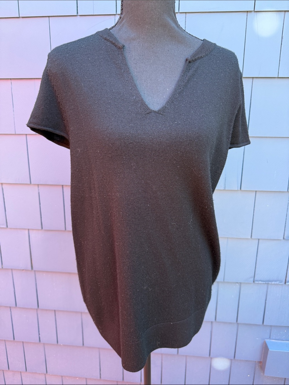 Anthropologie black large Short-Sleeve V-Neck Knit Tee